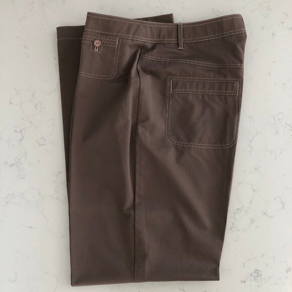 Gerry Weber Hi Waisted Straight Leg Pants w Pick Stitching Olive Green Sz 10 - Picture 7 of 12